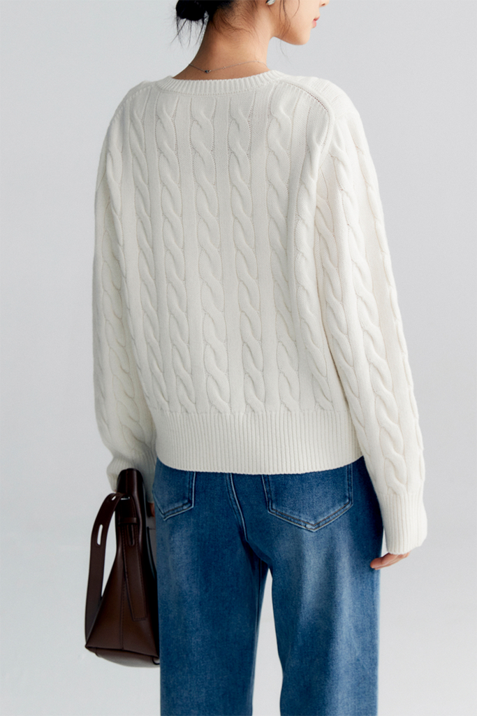 Vintage 100 Wool Cable Knit Cardigan Fibflx