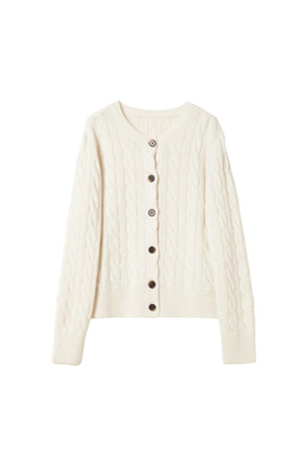 Vintage 100 Wool Cable Knit Cardigan Fibflx