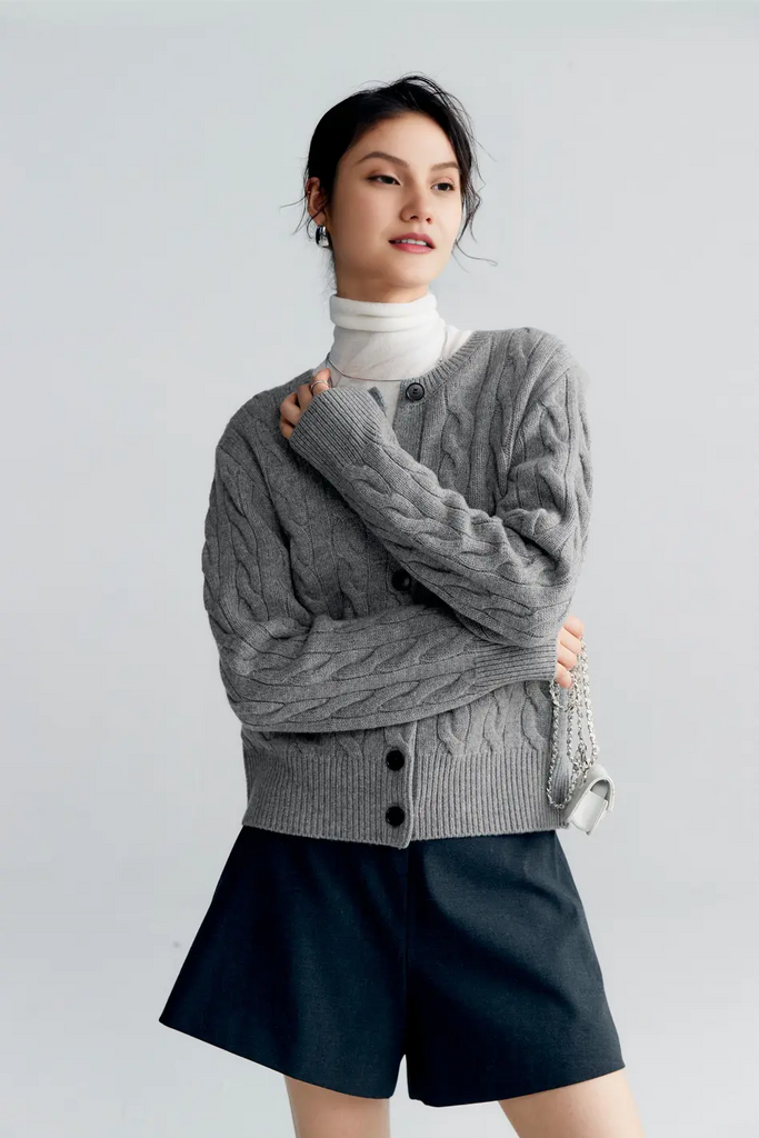 Vintage 100 Wool Cable Knit Cardigan Fibflx