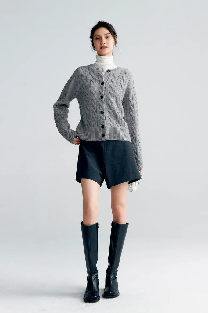 Vintage 100 Wool Cable Knit Cardigan Fibflx