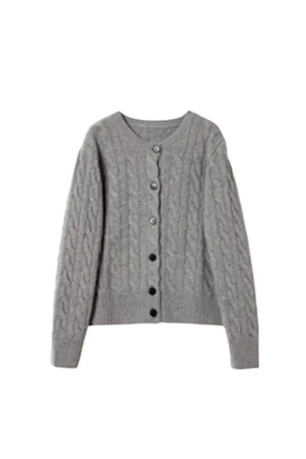 Vintage 100 Wool Cable Knit Cardigan Fibflx