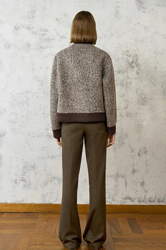 Fibflx Women's Vintage Boucle Wool Blend Button-Up Bomber Jacket