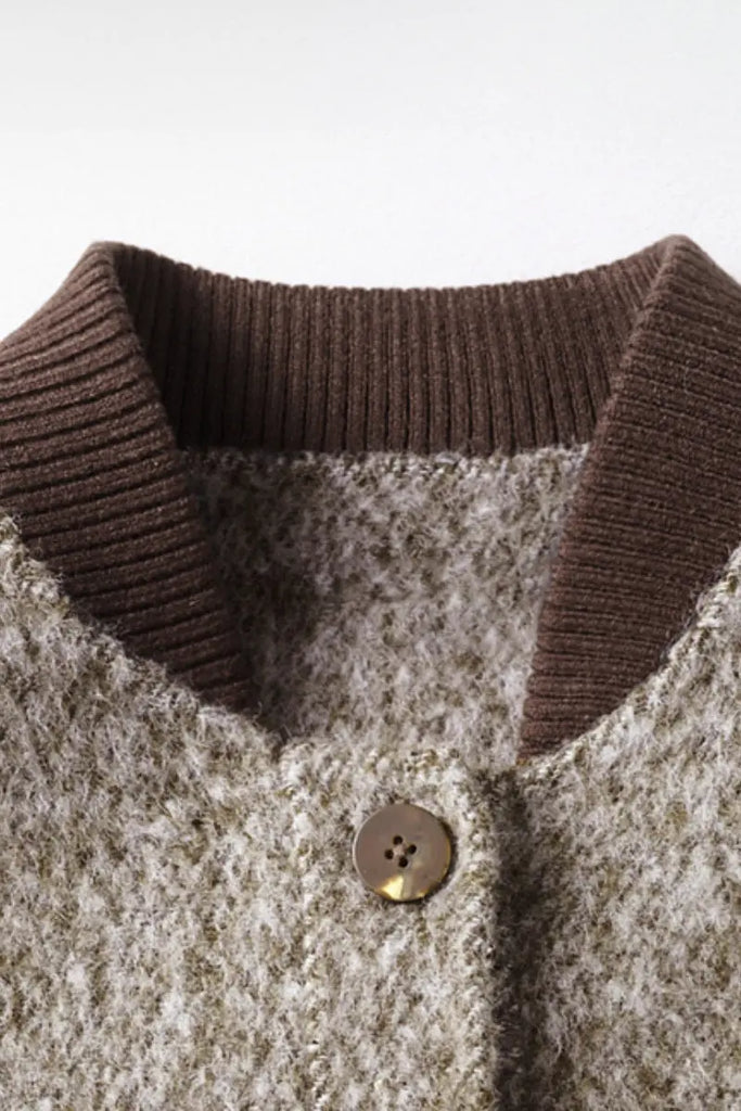 Fibflx Women's Vintage Boucle Wool Blend Button-Up Bomber Jacket