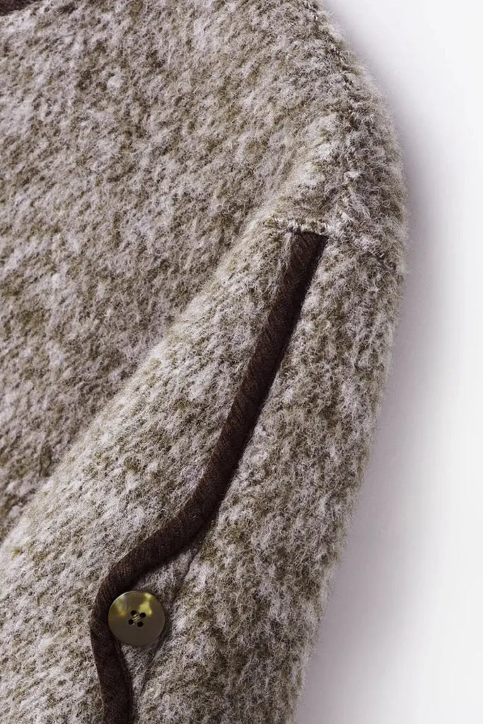 Fibflx Women's Vintage Boucle Wool Blend Button-Up Bomber Jacket