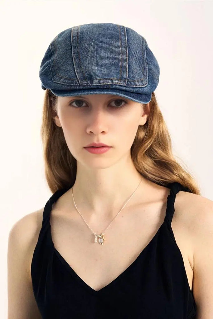 Fibflx Women's Vintage Denim Flat Cap