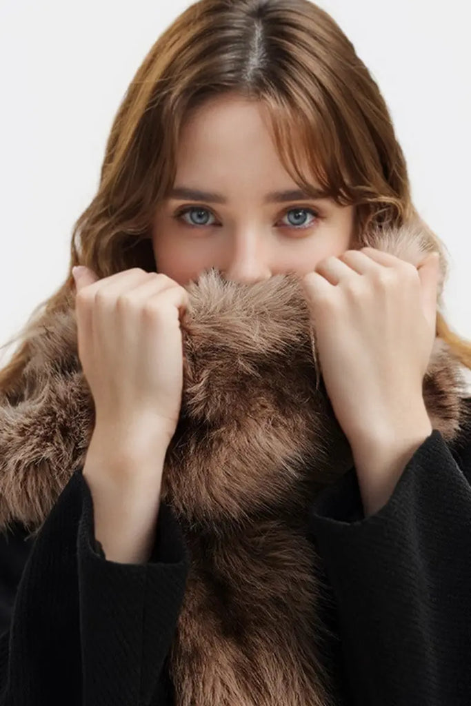 Fibflx Women's Vintage Double-Faced Faux Fur Scarf