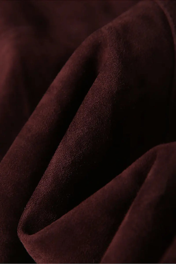 Fibflx Women's Vintage Ethiopian Suede Utility Jacket with Leather Collar