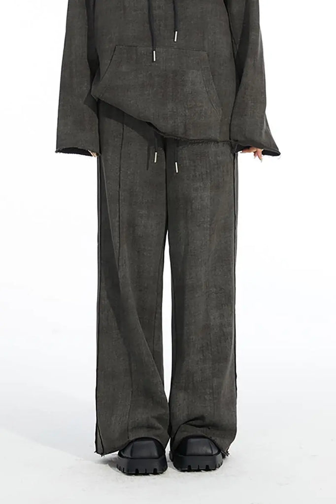 Fibflx Women's Vintage Oversized High Waist Wide Leg Sweatpants with Raw Edge