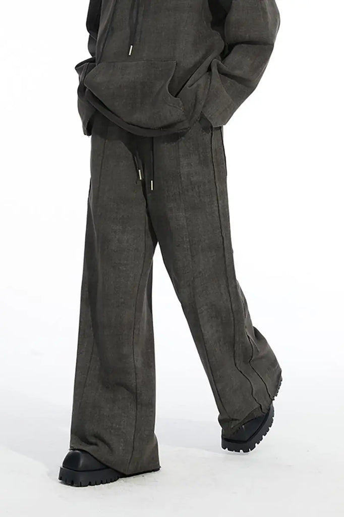 Fibflx Women's Vintage Oversized High Waist Wide Leg Sweatpants with Raw Edge