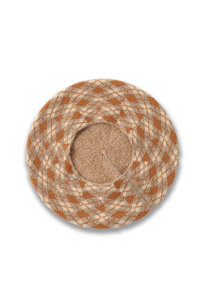 Vintage Pure Cashmere Knit Plaid French Beret Fibflx