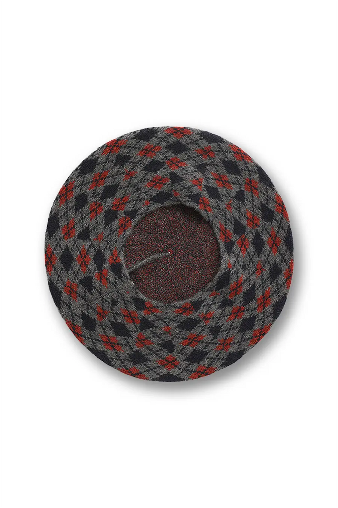 Vintage Pure Cashmere Knit Plaid French Beret Fibflx