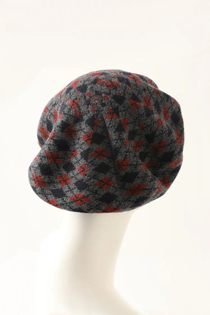 Vintage Pure Cashmere Knit Plaid French Beret Fibflx