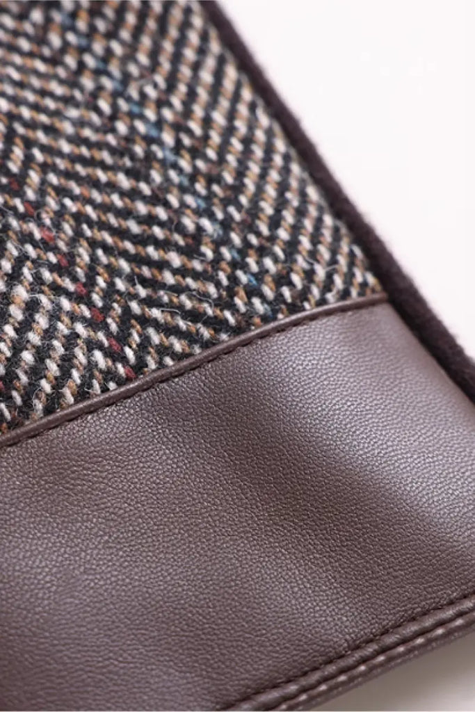 Fibflx Women's Vintage Wool Blend Tweed Touchscreen Gloves with Fleece Lined