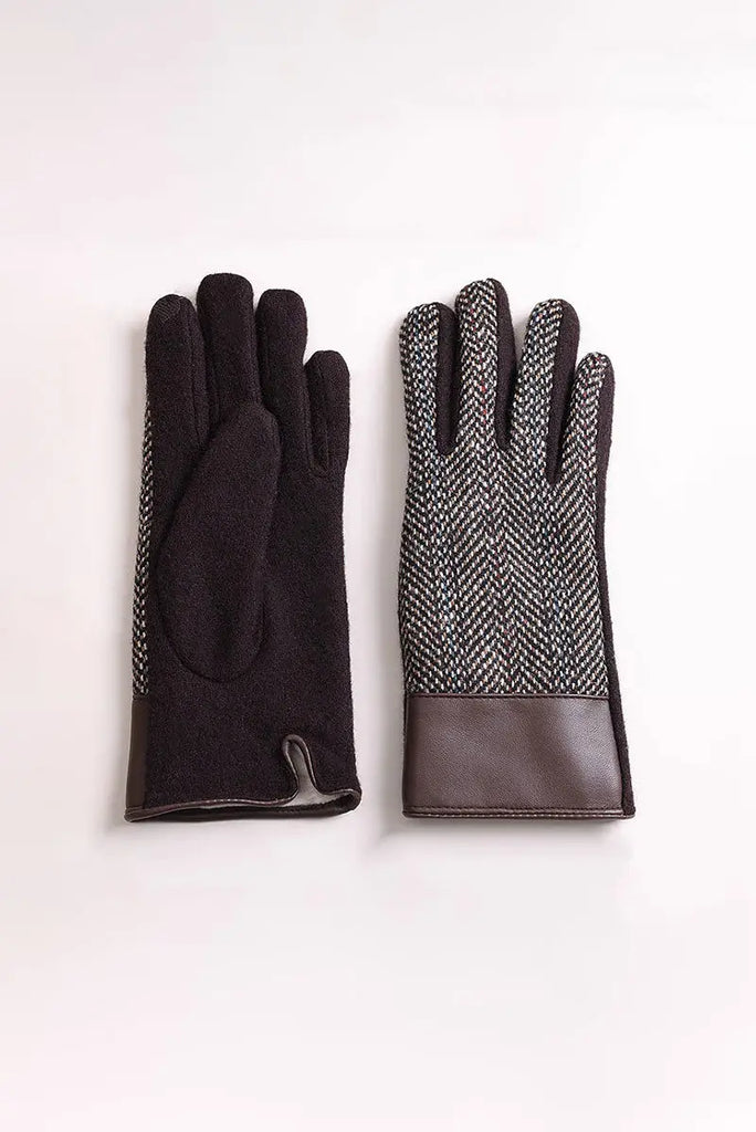 Fibflx Women's Vintage Wool Blend Tweed Touchscreen Gloves with Fleece Lined