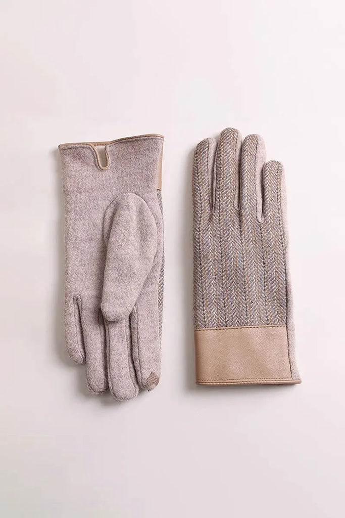 Fibflx Women's Vintage Wool Blend Tweed Touchscreen Gloves with Fleece Lined