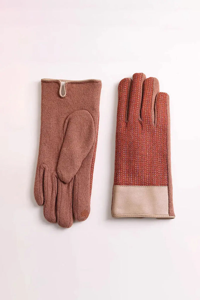 Fibflx Women's Vintage Wool Blend Tweed Touchscreen Gloves with Fleece Lined