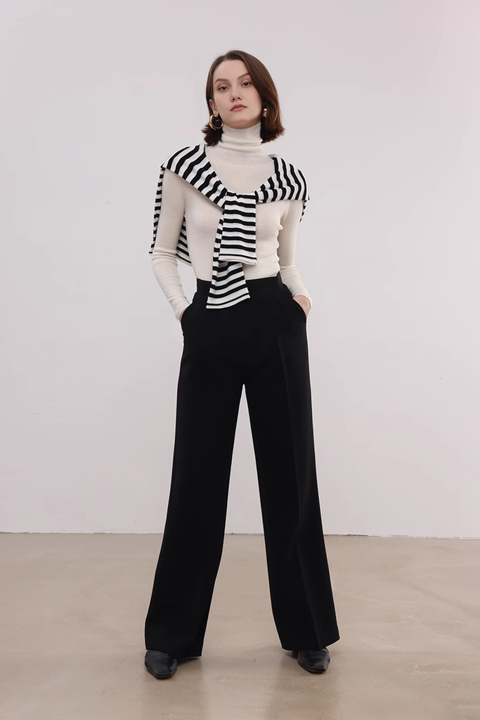 FIbflx Women's Washable Merino Wool Base Layer Turtleneck Sweater