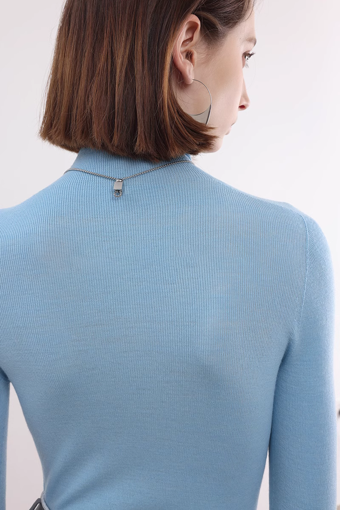 FIbflx Women's Washable Merino Wool Base Layer Turtleneck Sweater