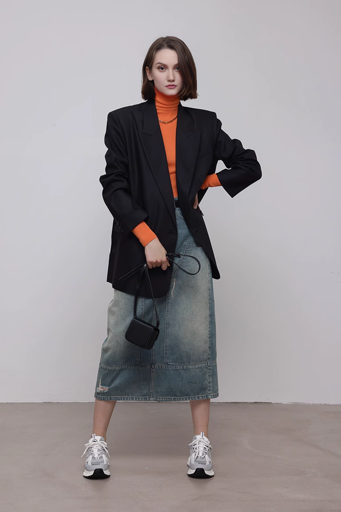 FIbflx Women's Washable Merino Wool Base Layer Turtleneck Sweater