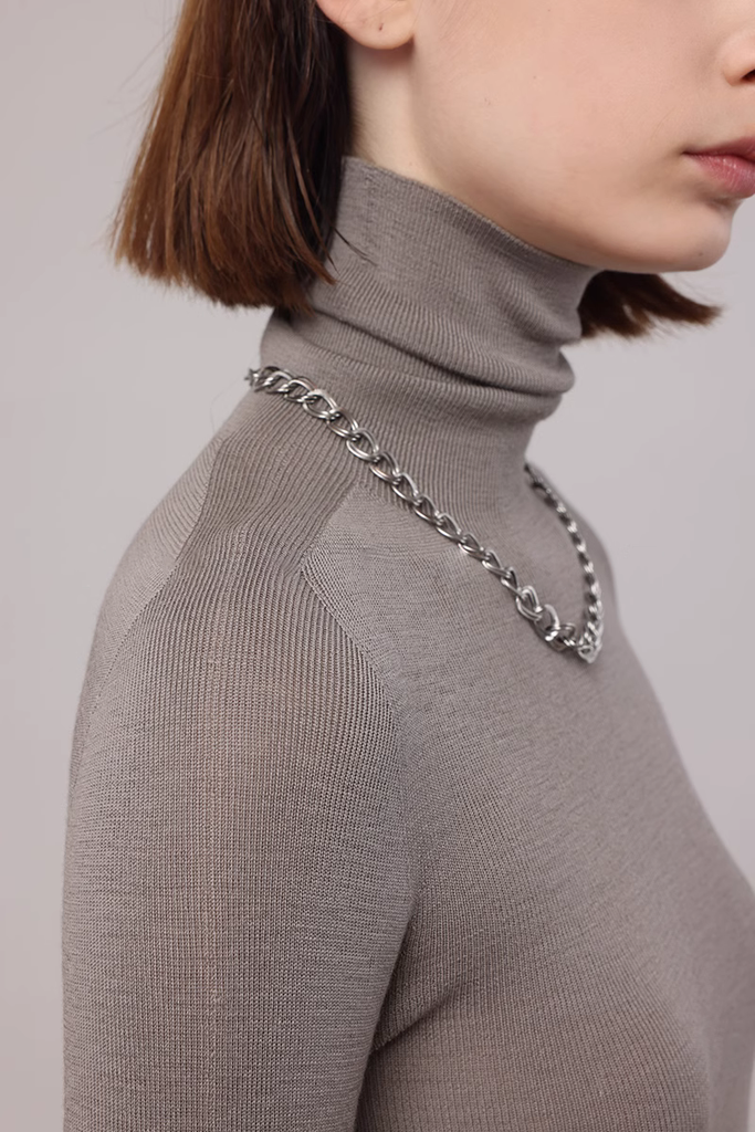 FIbflx Women's Washable Merino Wool Base Layer Turtleneck Sweater