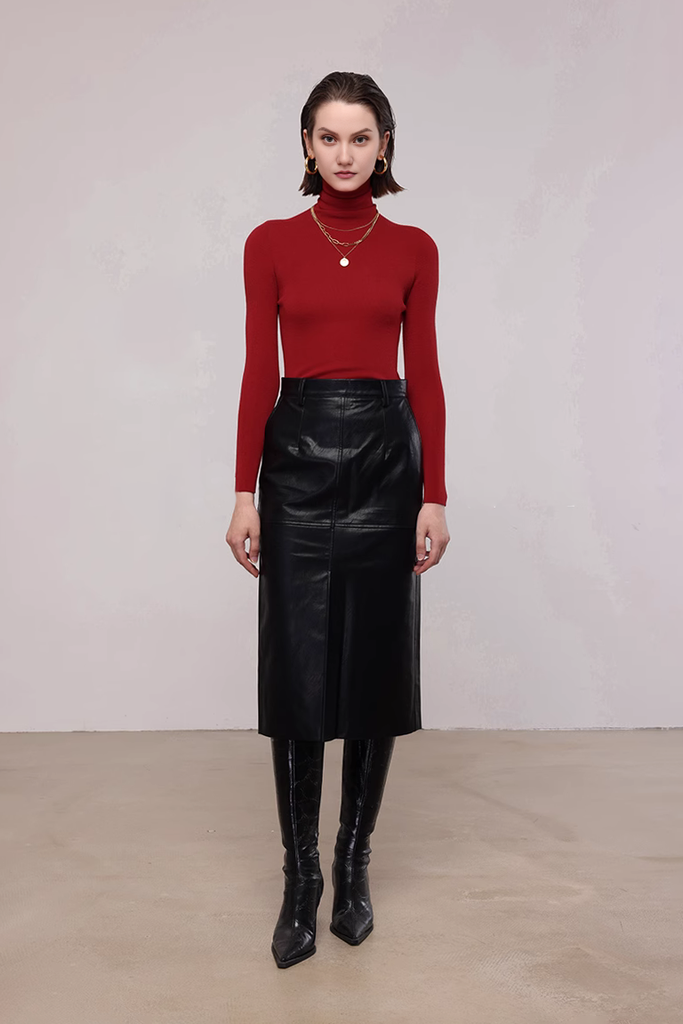 FIbflx Women's Washable Merino Wool Base Layer Turtleneck Sweater