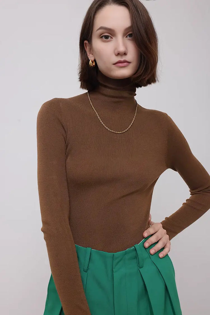 Washable Merino Wool Base Layer Turtleneck Sweater Fibflx