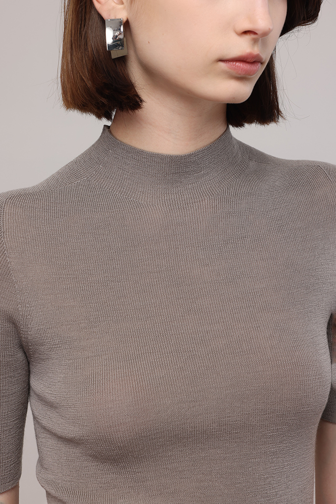 Fibflx Women's Washable Merino Wool Mock Neck Basic Top