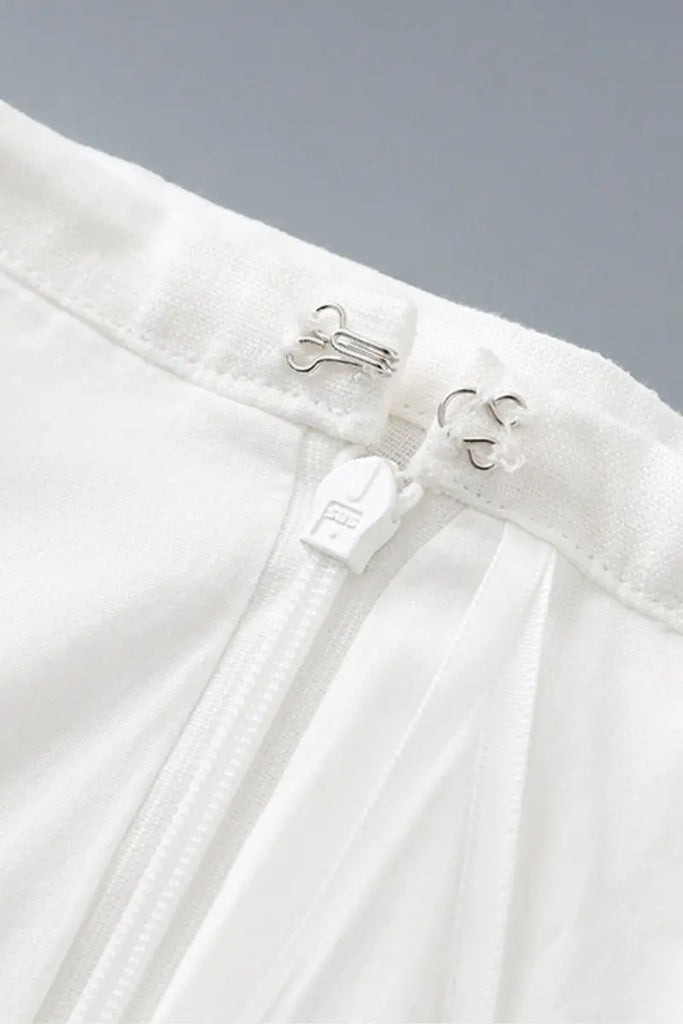 White Linen Crochet Lace Tank Top & Midi Skirt Set  Fibflx