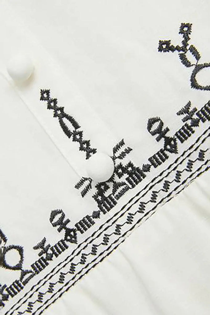 White Tiered Embroidered Spaghetti-Strap Midi Dress  Fibflx