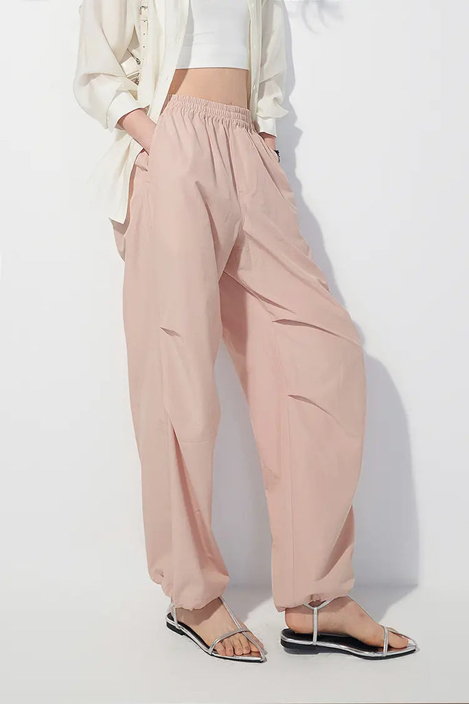 Fibflx Women's Wide-Leg Baggy Cargo Parachute Pants