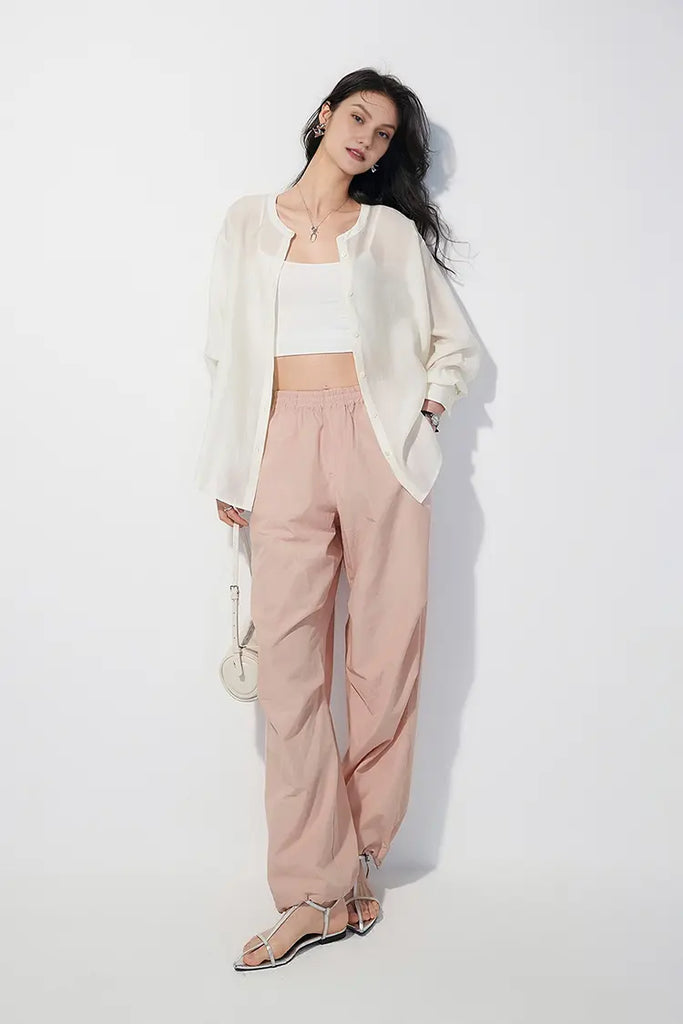 Fibflx Women's Wide-Leg Baggy Cargo Parachute Pants