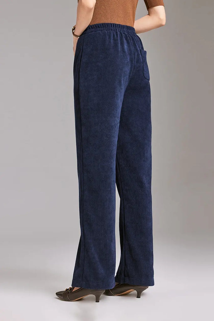 Wide-leg Front Split Pull-on Corduroy Pants Fibflx