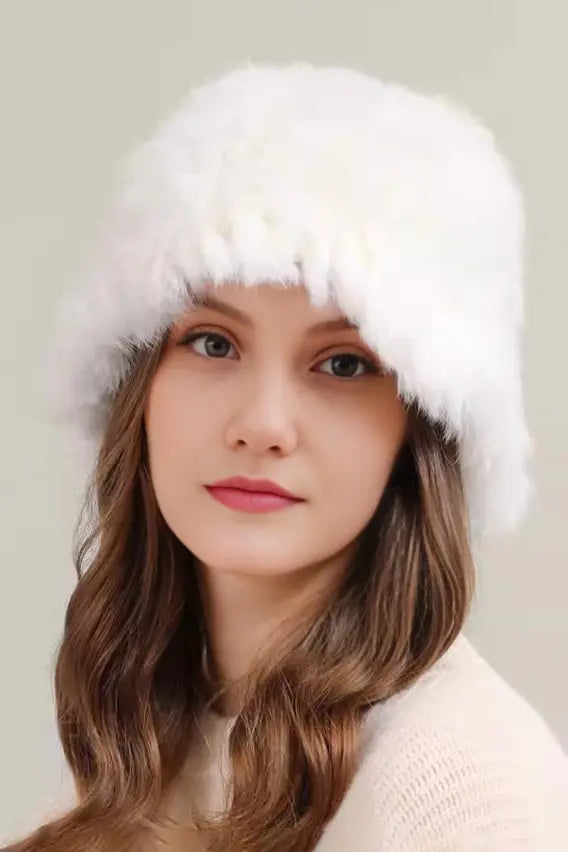 Winter Elegant Rabbit Fur Bucket Hat Fibflx