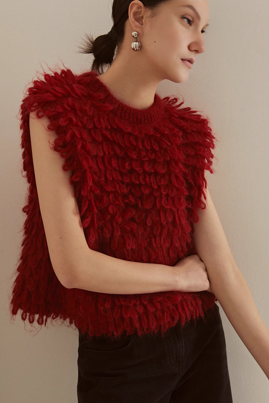 Fibflx Women's Red Sleeveless Sweater Vest
