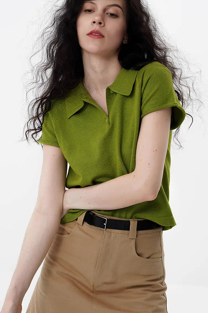 Fibflx Women's Short Sleeve Green Polo T-Shirt