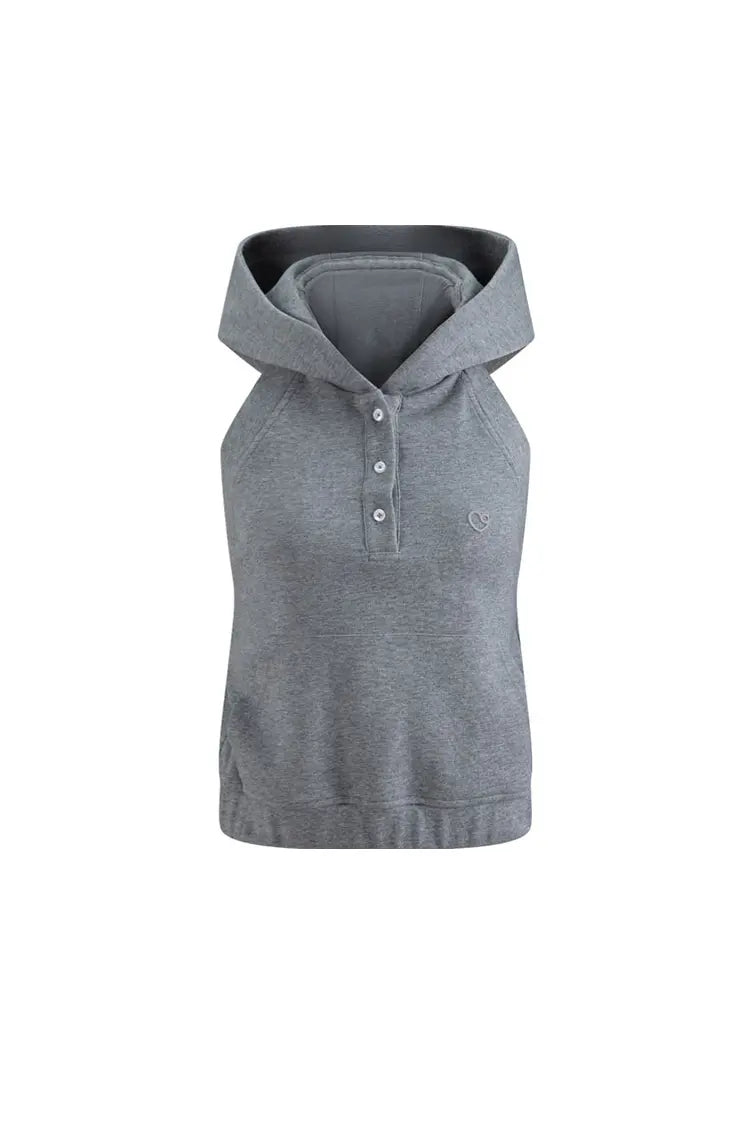 Fibflx Women's Open Back Sleeveless Hoodie