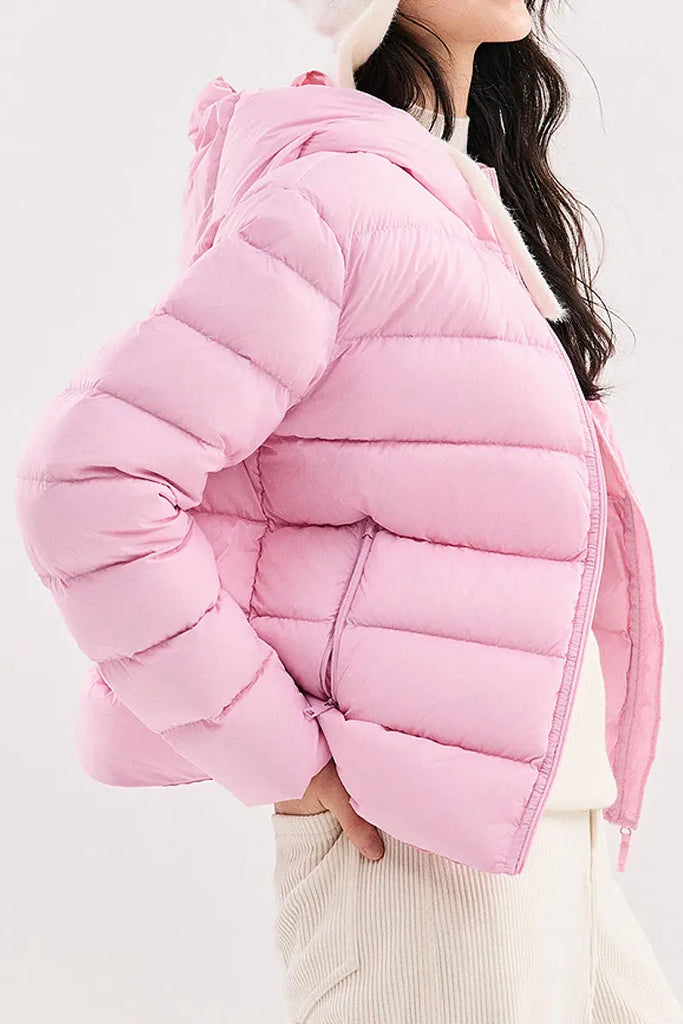 Women's Ultra Lightweight Hooded Packable Down Puffer Jacket Fibflx