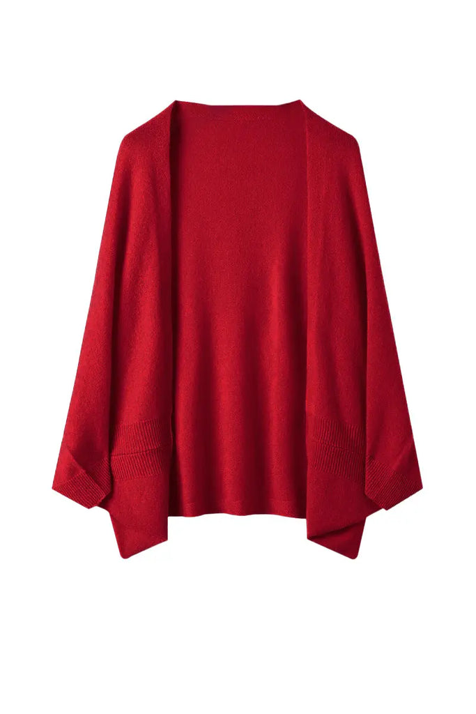 Wool Shawl Wrap with Rib Knit Cuffs Fibflx