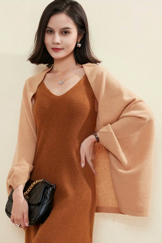 Wool Shawl Wrap with Rib Knit Cuffs Fibflx