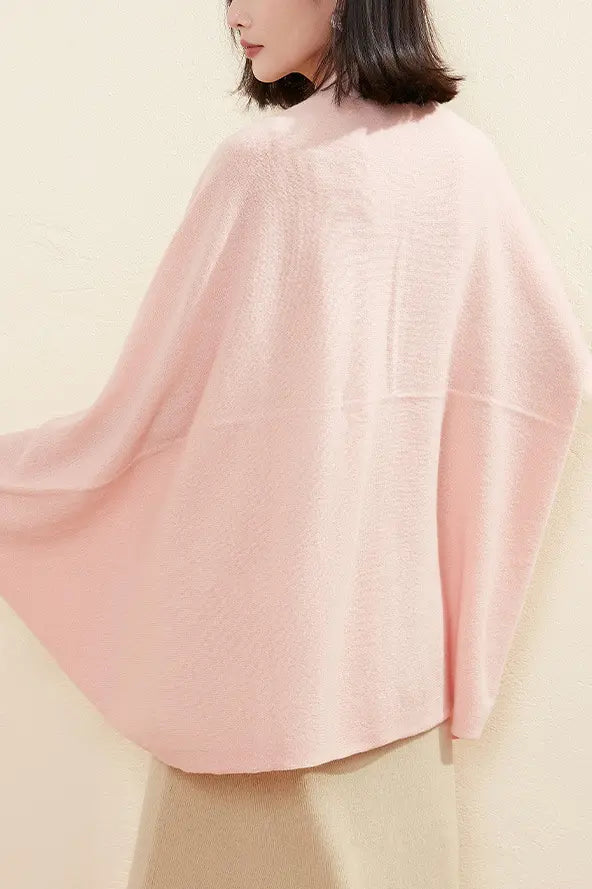 Wool Shawl Wrap with Rib Knit Cuffs Fibflx