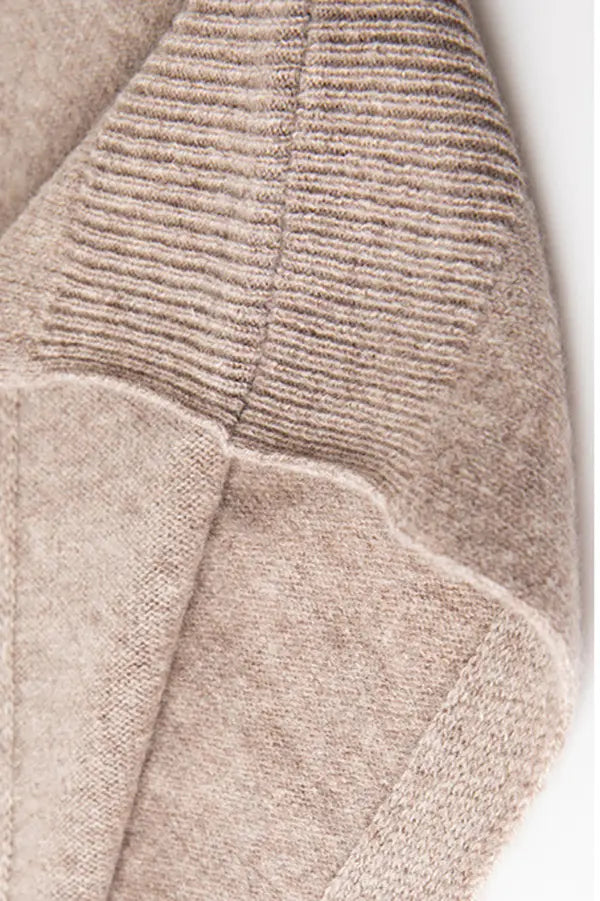 Wool Shawl Wrap with Rib Knit Cuffs Fibflx