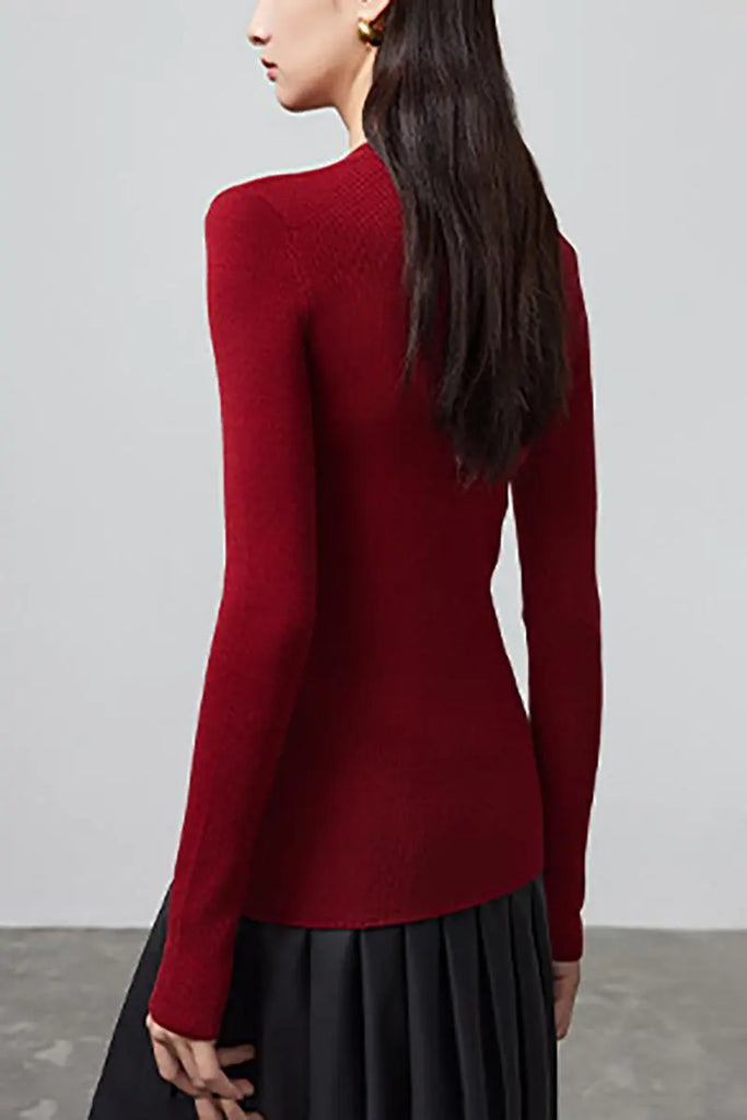 Fibflx Women's Wool Silk Blend Crew Neck Sweater