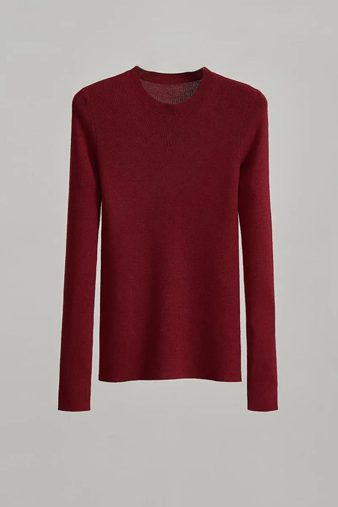 Fibflx Women's Wool Silk Blend Crew Neck Sweater