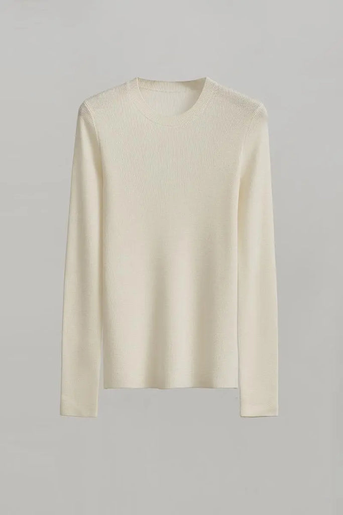 Fibflx Women's Wool Silk Blend Crew Neck Sweater