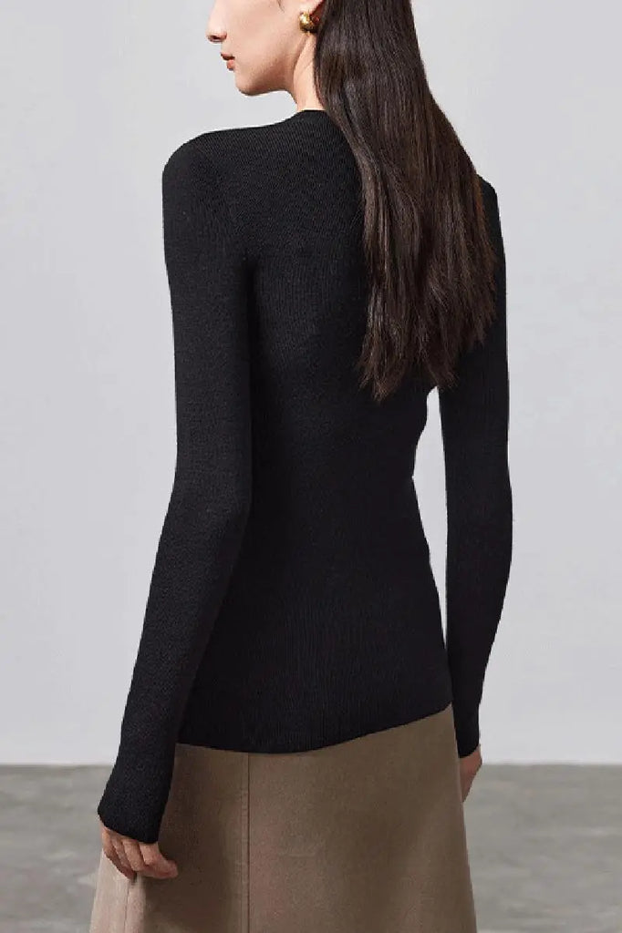 Fibflx Women's Wool Silk Blend Crew Neck Sweater