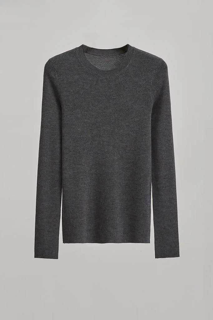 Fibflx Women's Wool Silk Blend Crew Neck Sweater