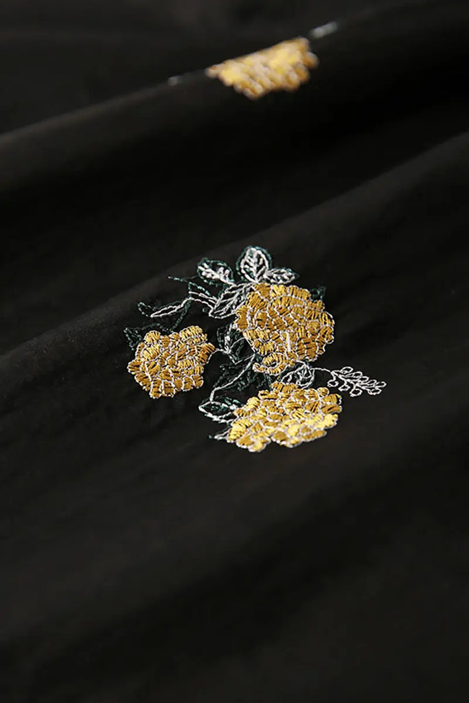 Xiang Yun Silk Floral Hand-Embroidery Midi Dress - Fibflx