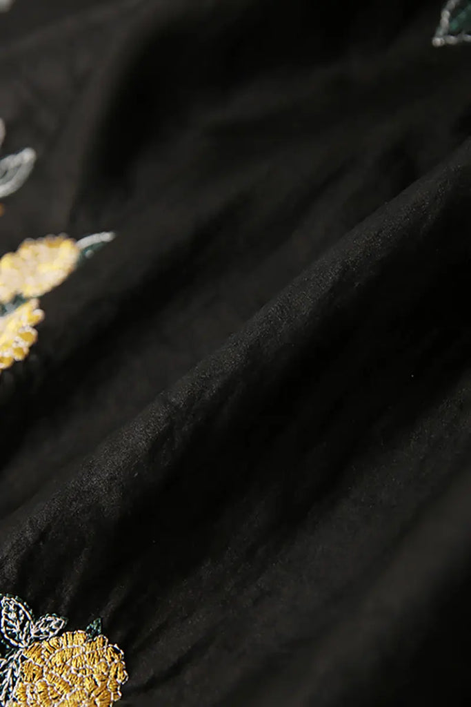 Xiang Yun Silk Floral Hand-Embroidery Midi Dress - Fibflx