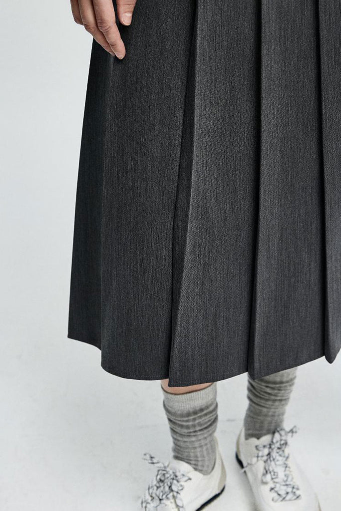 A-Line High-Waisted Pleated Midi Skirt  Fibflx