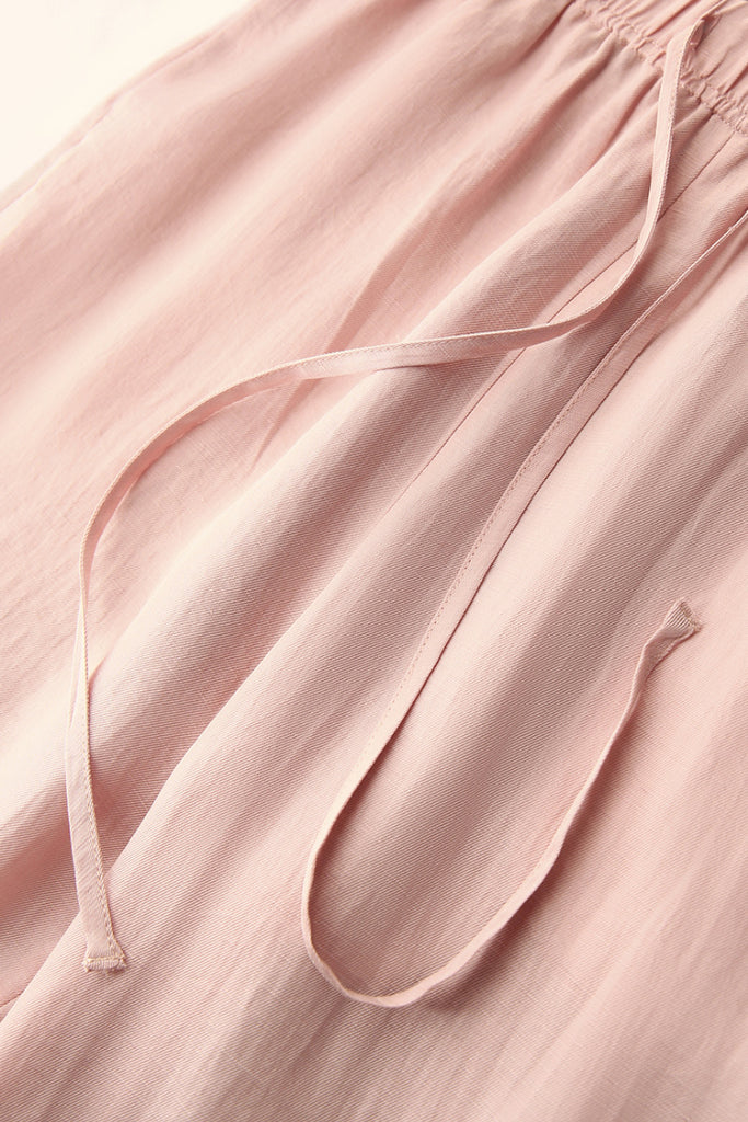 Airy Linen-Blend Wide-Leg Drawstring Pants  Fibflx